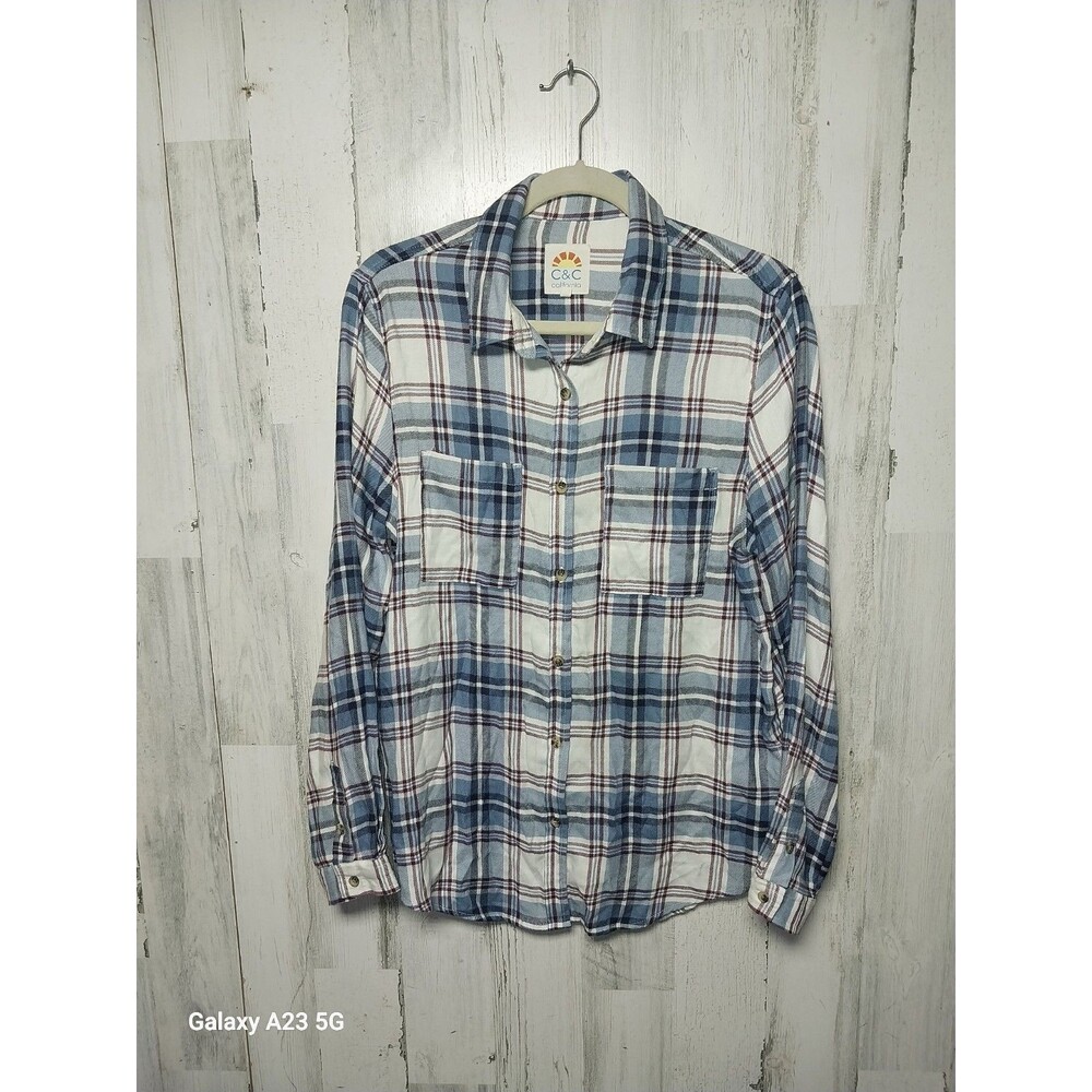 C&C California Women's Large Plaid Button Up Shirt